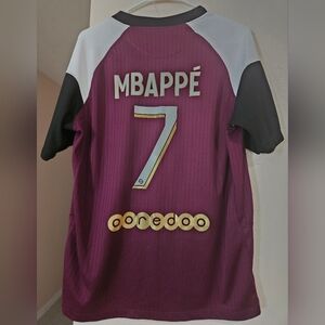 Paris Saint German Mbappe And Jordan Maroon Soccer Jersey
